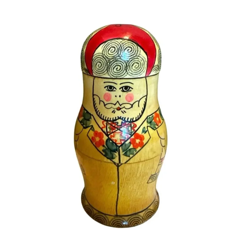 USSR Nesting Doll • “Good Family Man” • 3‑Piece • Vintage